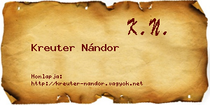 Kreuter Nándor névjegykártya
