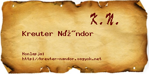 Kreuter Nándor névjegykártya